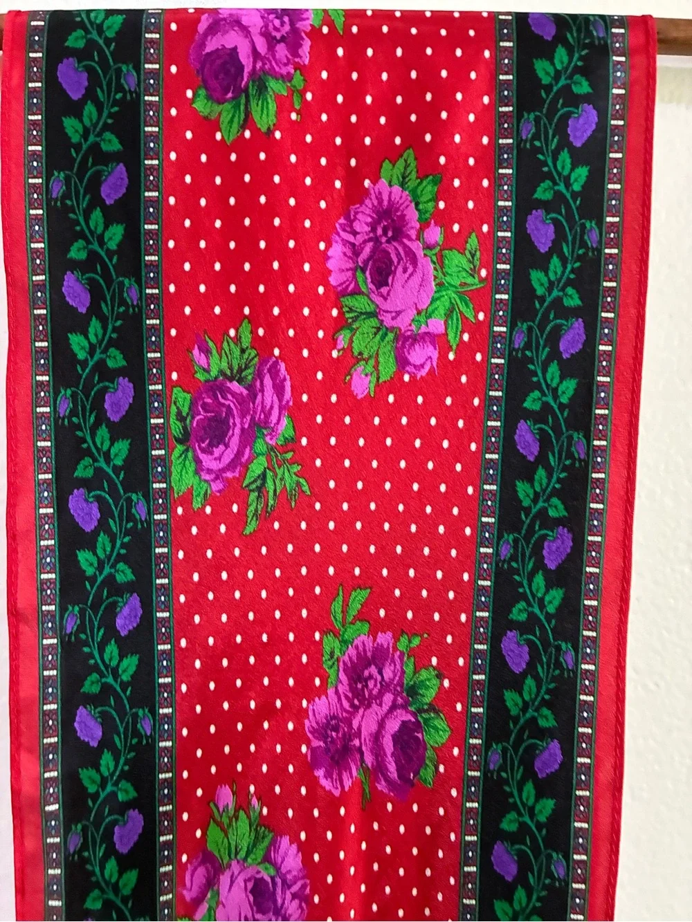 Liz Claiborne Silk Red Narrow Floral Scarf Tie Purple Roses